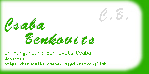 csaba benkovits business card